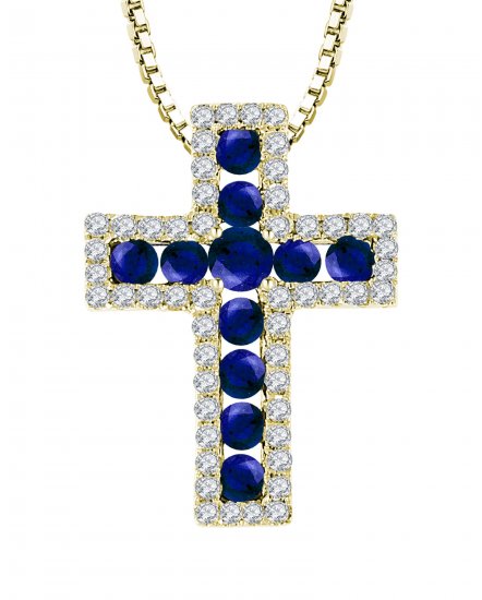 CROSS COLORED STONE DIAMOND PENDANT (TP1350)